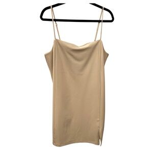 H & M beige strap slit dress